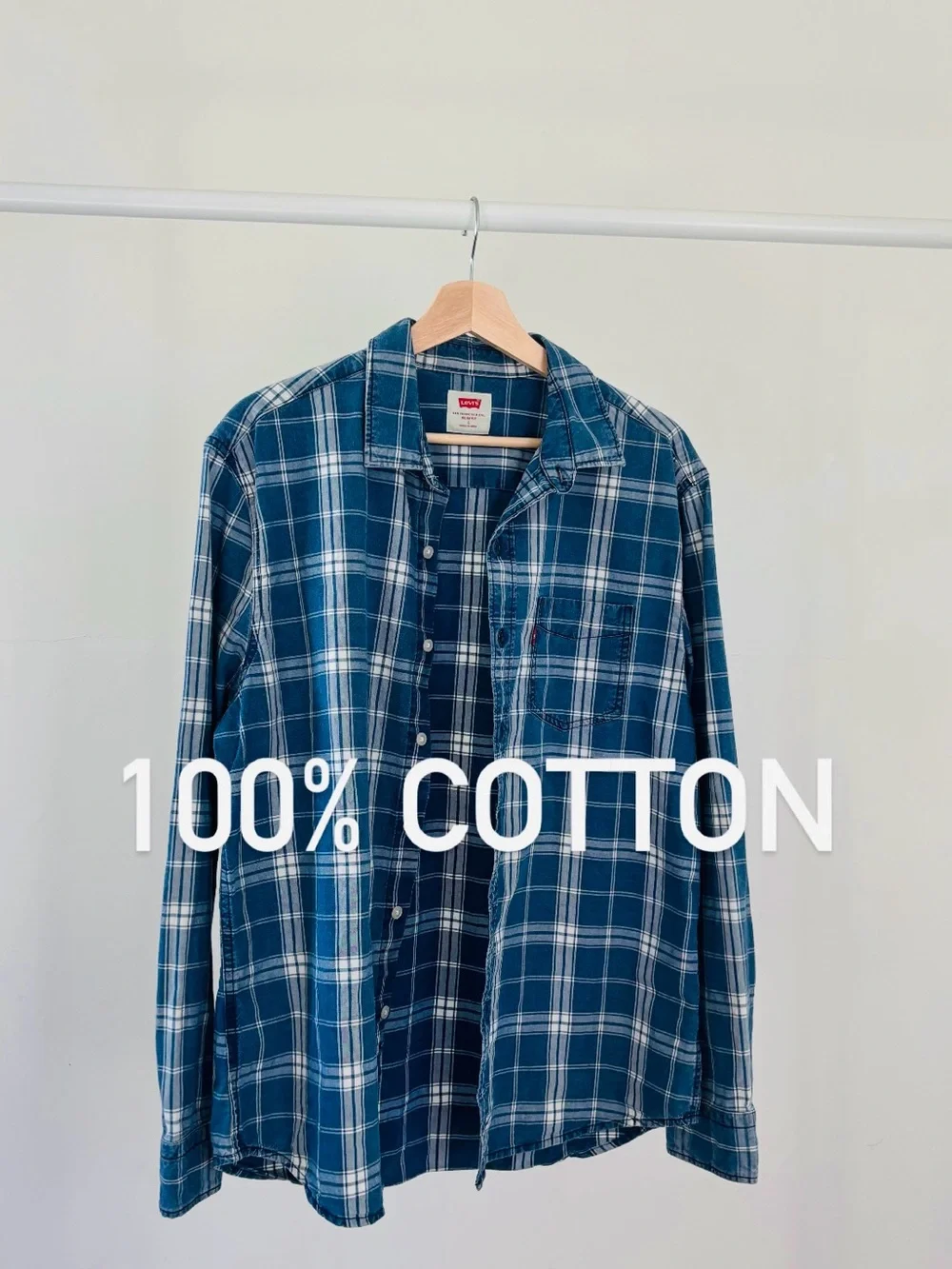 Levi’s Blue & White Check Button Down | 100% Cotton | Classic Shirt